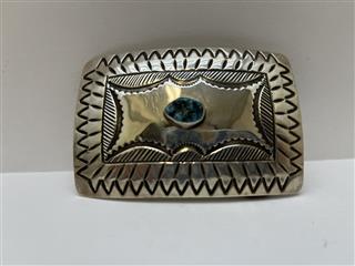 925 Silver 37.1g Turquoise Stone Vintage Belt Buckle